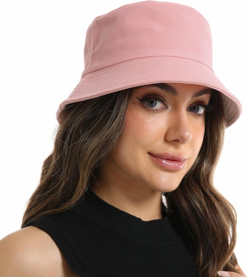 Wheebo Solid Color Bucket Hat for Women Summer Beach Fishmen Hat for Lady Adult Unisex Cotton Cap…… - Image 3